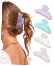 Acrylic Hair Clips for Women, 4.1 Inch Large Claw White Pink Green Champagne