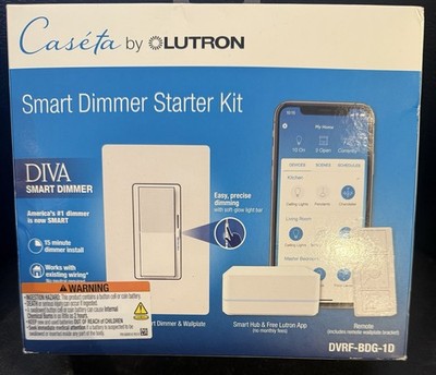 New Lutron Caseta Diva Smart Dimmer Starter Kit Wall Switch DVRF-BDG-1D App Wifi