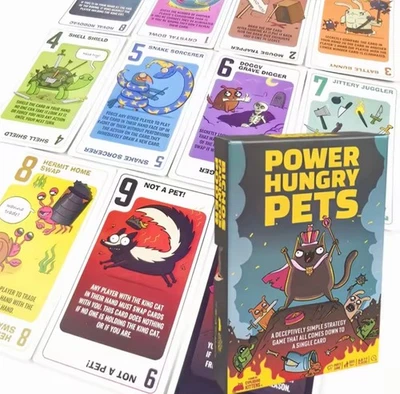 DOLPHIN HAT GAMES POWER HUNGRY PETS 14+ Strategy Card Game Family Party Game 2-6 Players