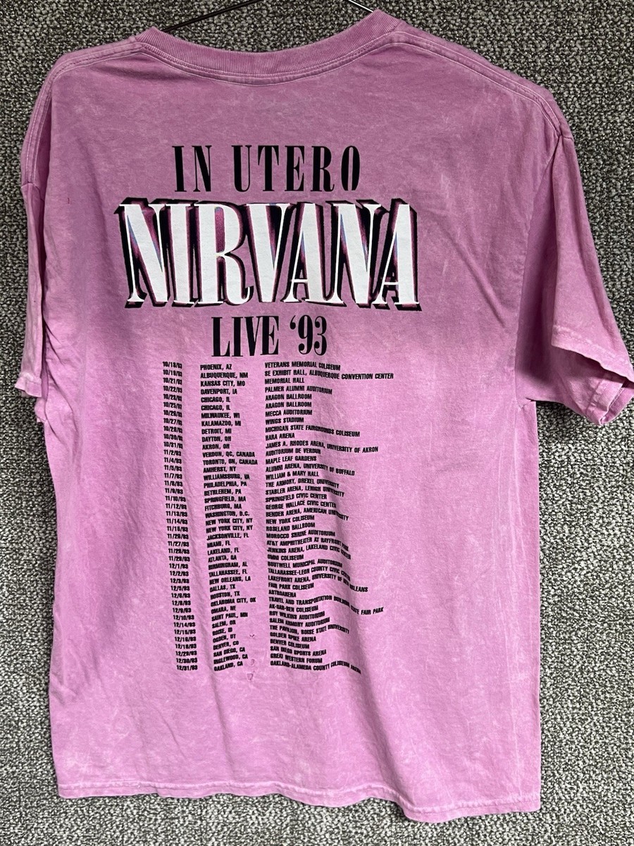 Nirvana Pink In Utero Tour 1993 T Shirt Sz Large Band Tee Grunge