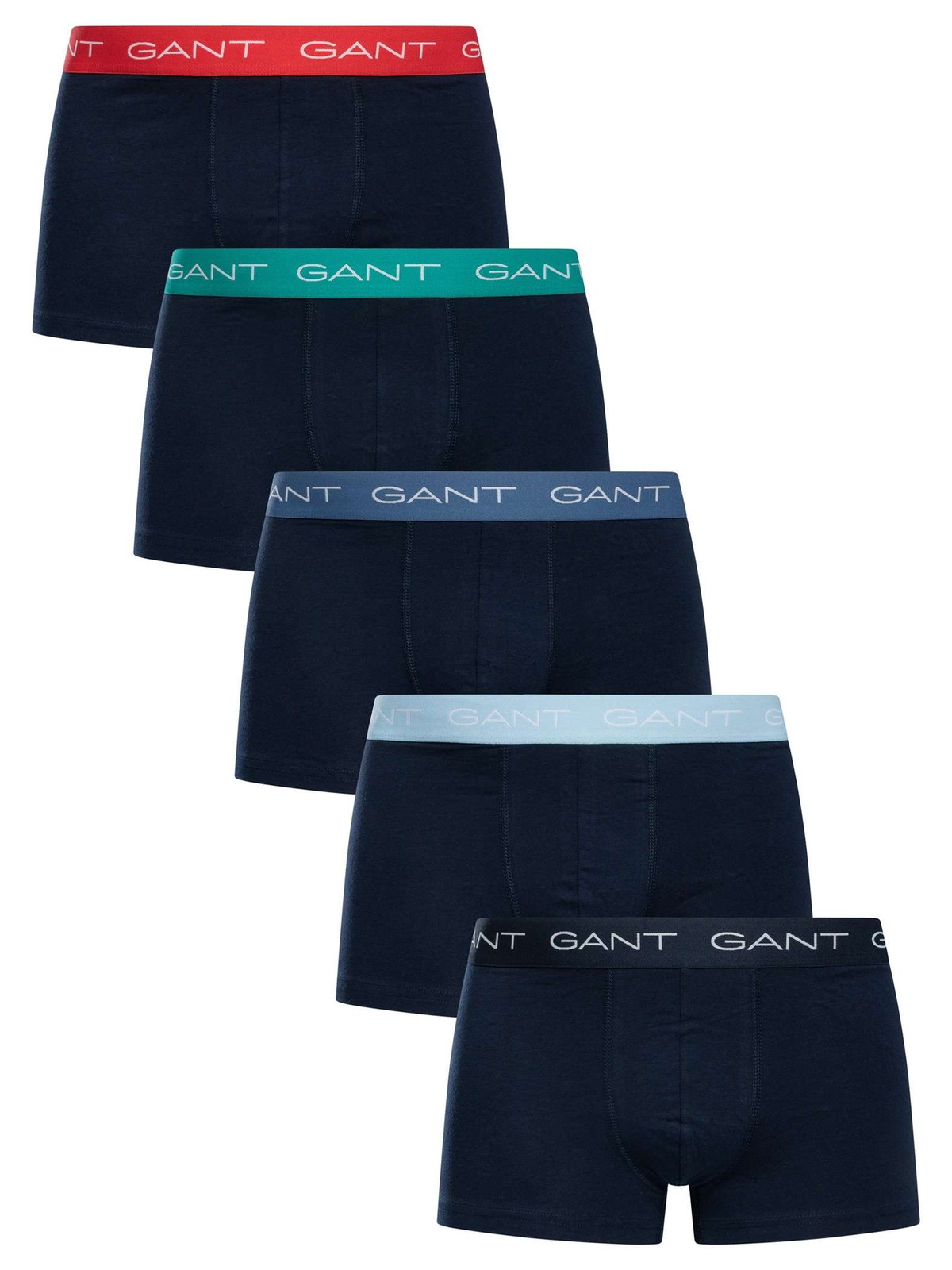GANT 5 Pack Trunks, Marine (Marine/Blue/Navy/Green/Red) - XXL