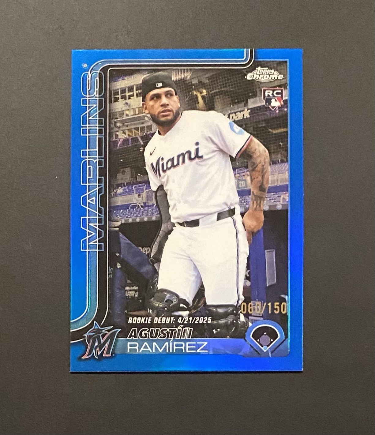 2025 Topps Chrome Update Agustin Ramirez Rookie Debut Blue Refractor /150
