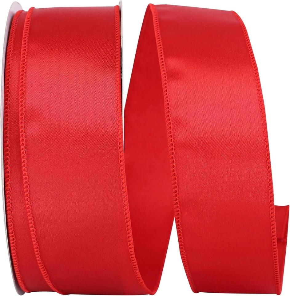 Elegant Red Satin Ribbon, 50 Yards - Image 2 of 2