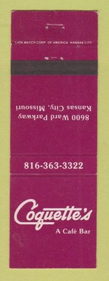 Matchbook Cover - Coquette's Cafe Bar Kansas City MO