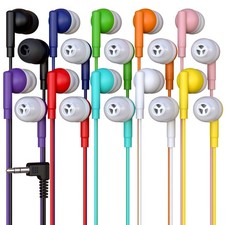 10 Pack Bulk Wired Earbuds, In Ear Headphones with 3.5mm Jack, 4ft Tangle Free C