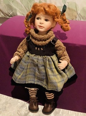 Zasan - Porcelain Collector Doll – 52cm - Redhead in Green Plaid