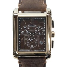 Citizen Eco-Drive Square Chronograph H501-S080479 Rose Gold Brown Mens Watch