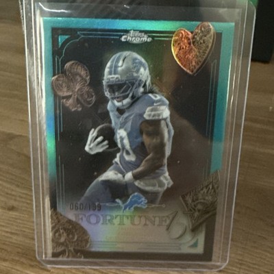 Topps 2025 Chrome Jahmyr Gibbs Fortune 15 Insert Aqua Numbered /199