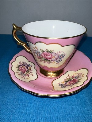 Royal Kent Bone China Tea Cup and Saucer Pink Rose Pattern Taylor Kent England