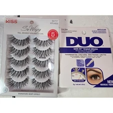 Bundle - KISS So Wispy Signature False Eyelashes 5 Pairs and DUO Quick Adhesive