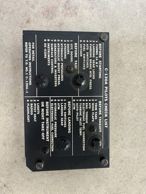 Vintage Lockheed C-130A Hercules Pilots Check List Panel