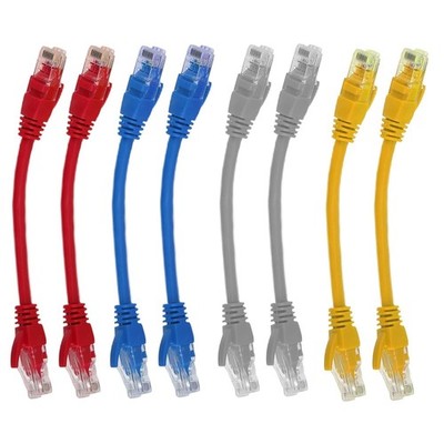 8 Stück kurzes Cat6 Patchkabel 0,5 Fuß/15 cm -1000 Mbit/s High Speed Ethernet Netzwerk