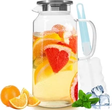 Modern Dishwasher Safe 2.3L Glass Beverage Pitcher with Ergonomic Handle