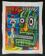 Rare Large King Samo Fits Basquiat on Canvas Signed 48 x 36 inches
