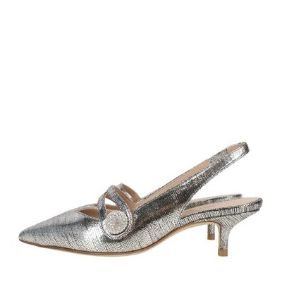 Stuart Weitzman Damen Schuhe Pumps Gr. 35 Silber Leder High Heels Stilettos