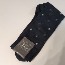 NEW Vintage Christian Dior Dress Socks Navy Blue with dots