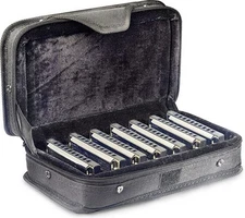 Stagg BJH-B20 7pc Blues Harmonica Set with Case - Keys of A, Bb, C, D, E, F & G