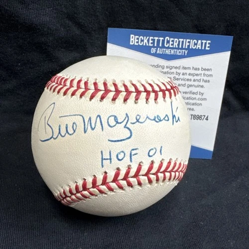 BILL MAZEROSKI HOF 01 SIGNED AUTOGRAPH N.L.  BASEBALL BECKETT BAS COA T69674