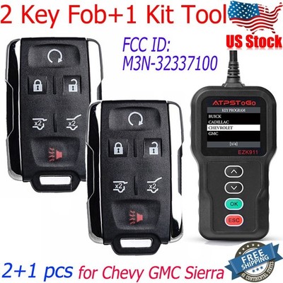 2 For 2015~2019 Chevy Tahoe Suburban Remote Keyless Key Fob+ 1 Programmer Tool