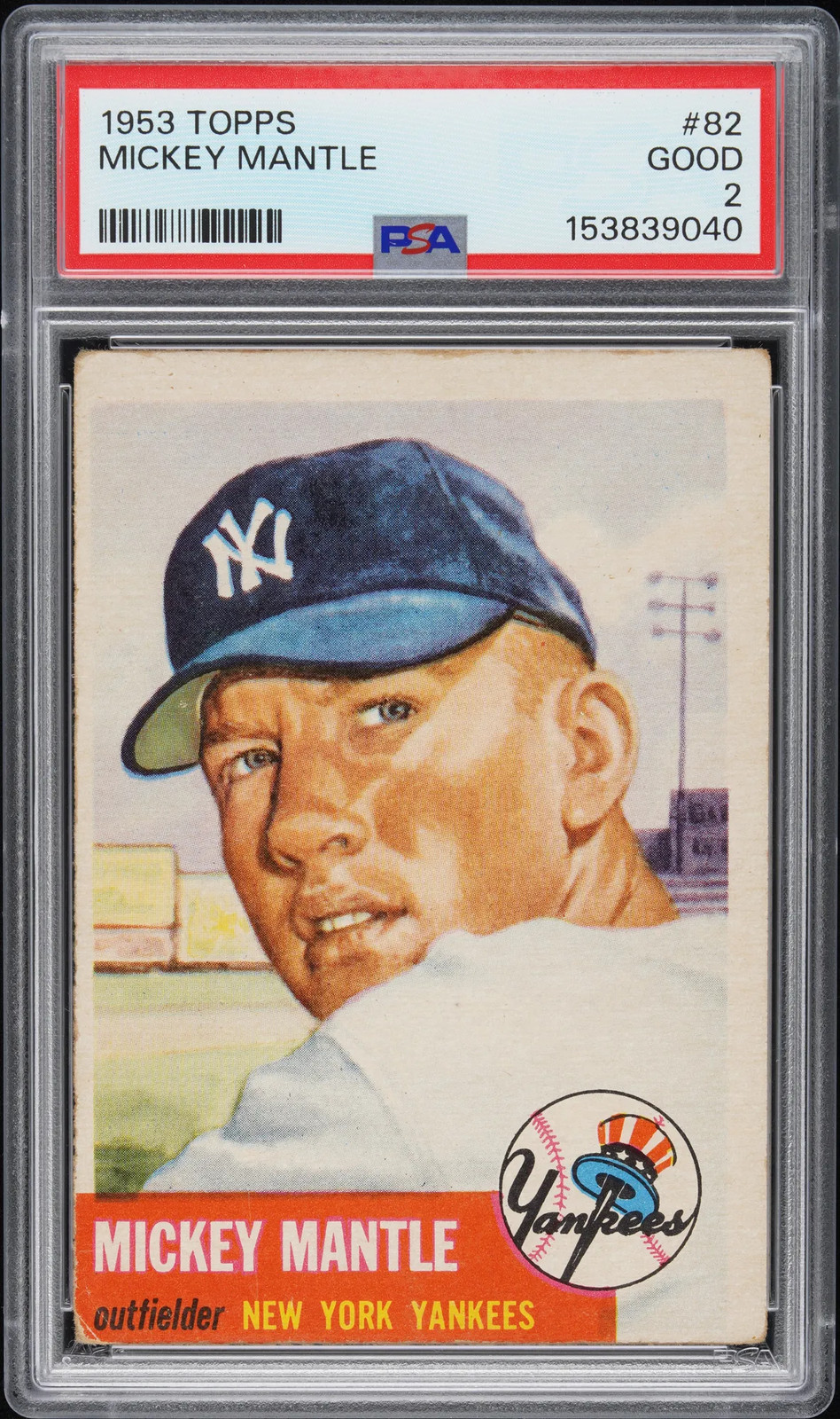 1953 Topps #82 Mickey Mantle Yankees PSA 2