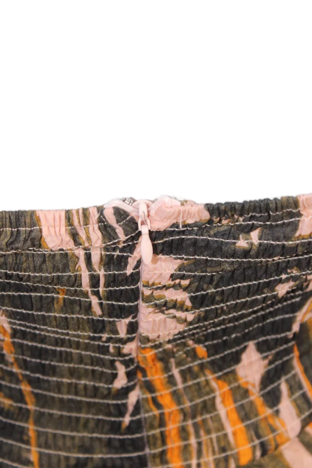 Vestido abstracto Karina Grimaldi para mujer con cremallera trasera sin tirantes marrón rosa talla XS Foto 4 de 4