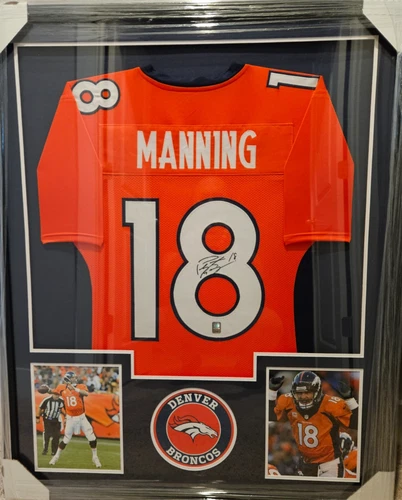 Peyton Manning Denver Broncos Signed Framed Jersey with Peyton Hologram COA 🔥!