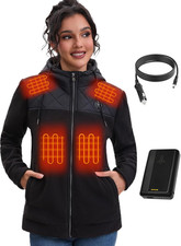 12V Fleece Heated Jackets for Women with 15000Mah Battery Pack Included