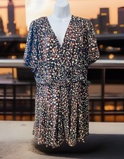 Nine West Womens Dress Size XXL Printed FAUX WRAP Short Sleeve Belt