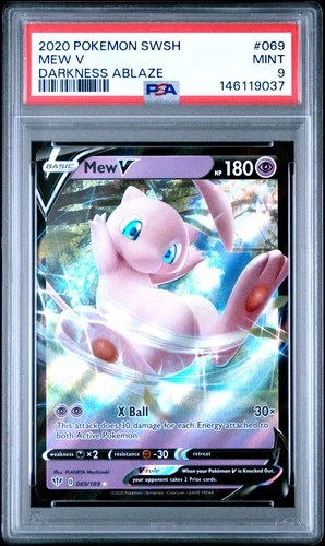 2020 POKEMON SWORD & SHIELD DARKNESS ABLAZE #069 MEW V PSA 9