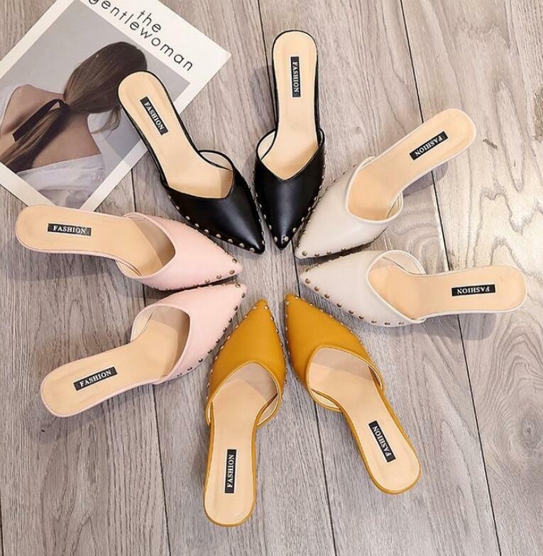 APL Ciabatte donna calde sandali rivetti a punta mocassini casual scarpe mules