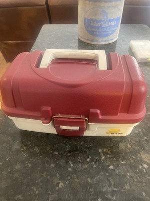 Plano Tackle Box Maroon & Beige One Tray Large Mouth Bass Excellent Condition