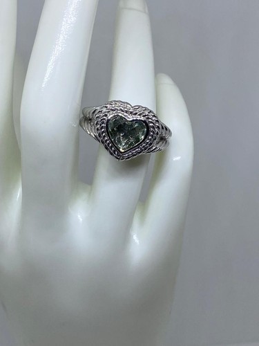 ESTATE STERLING SILVER JUDITH RIPKA GREEN PRASIOLITE HEART RING SIZE 10