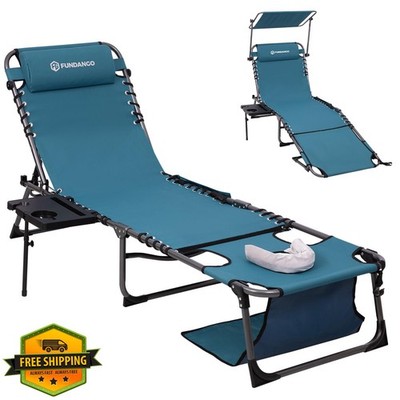 FUNDANGO Cyan Tanning Chair Face Hole Canopy 400lbs