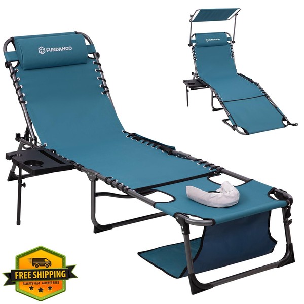 Silla de bronceado cian FUNDANGO toldo con orificio frontal 400 lb