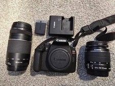 Canon EOS Rebel T7 DSLR Camera 2 Lens Kit 18-55mm  75-300mm Excellent
