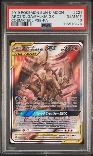 2019 #221 FULL ART/ARCEUS & DIALGA & PALKIA GX PSA 10