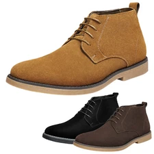 Men's Chukka Boots Suede Leather Lace Up Ankle Oxford Dress Boots Casual Boots