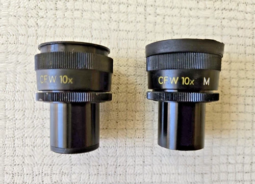Pair of Nikon CFW 10x and M Widefield Microscope Eyepieces 23mm Grid Reticle