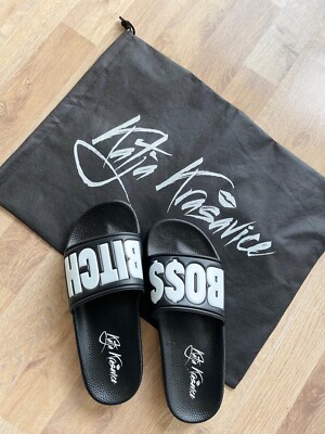 Katja Krasavice Boss Bitch Bitchyletten 39 schwarz weiß Schlappen Latschen Schuh