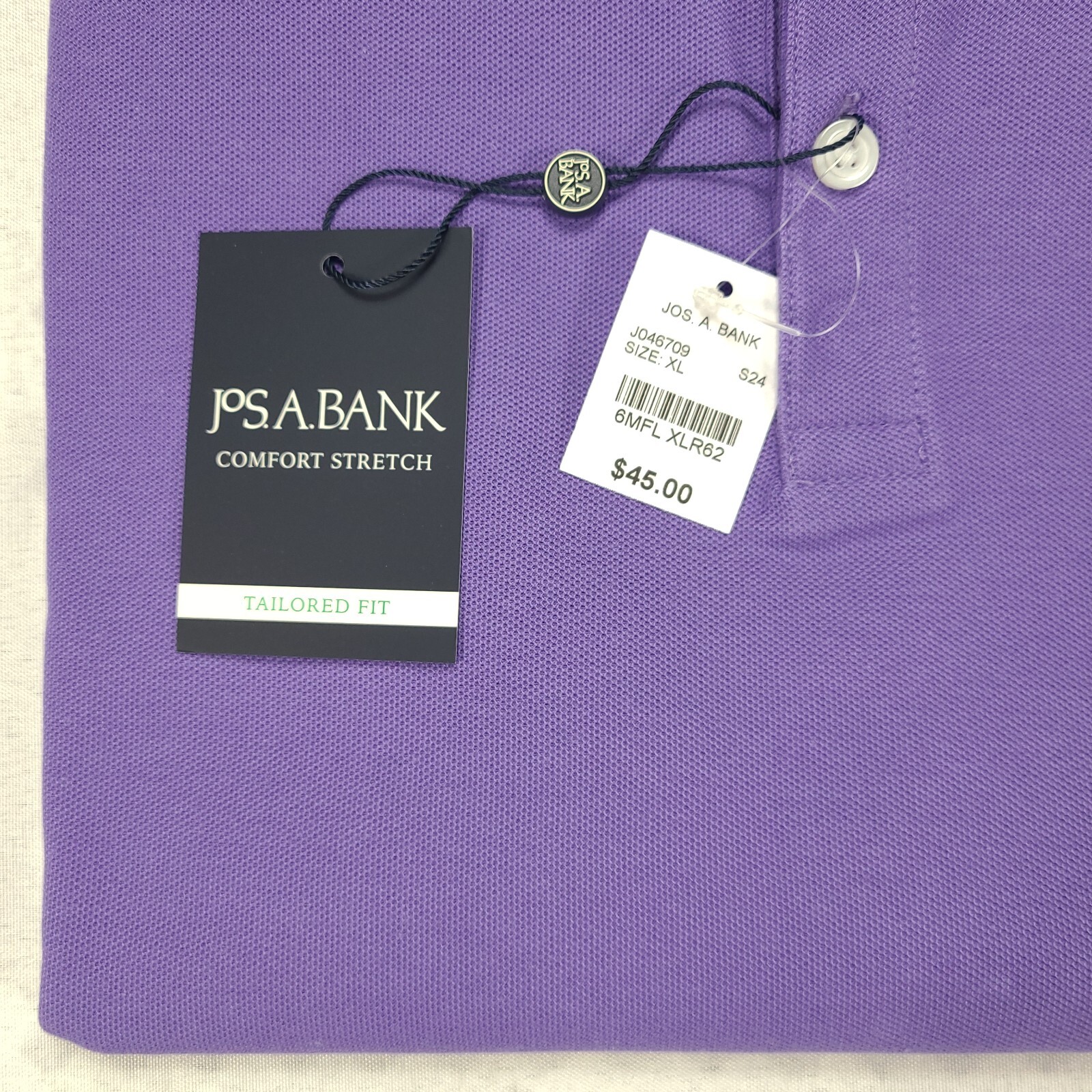 Jos A Bank Polo Shirt Size XL Pique Cotton Tailored Fit NEW NWT Purple #049
