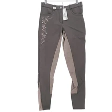ELT Riding Breeches Merkur Dark Brown Embroidered Rhinestone Full Seat Sz 24 NWT