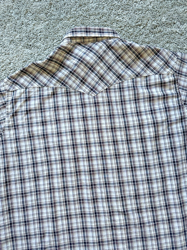 Camicia Wrangler uomo 3XL quadri perle snap moda western manica corta bottoni su - Foto 11 di 18