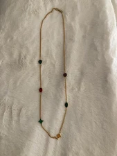 Vintage Napier Necklace  Gold Tone With Crystals 30”