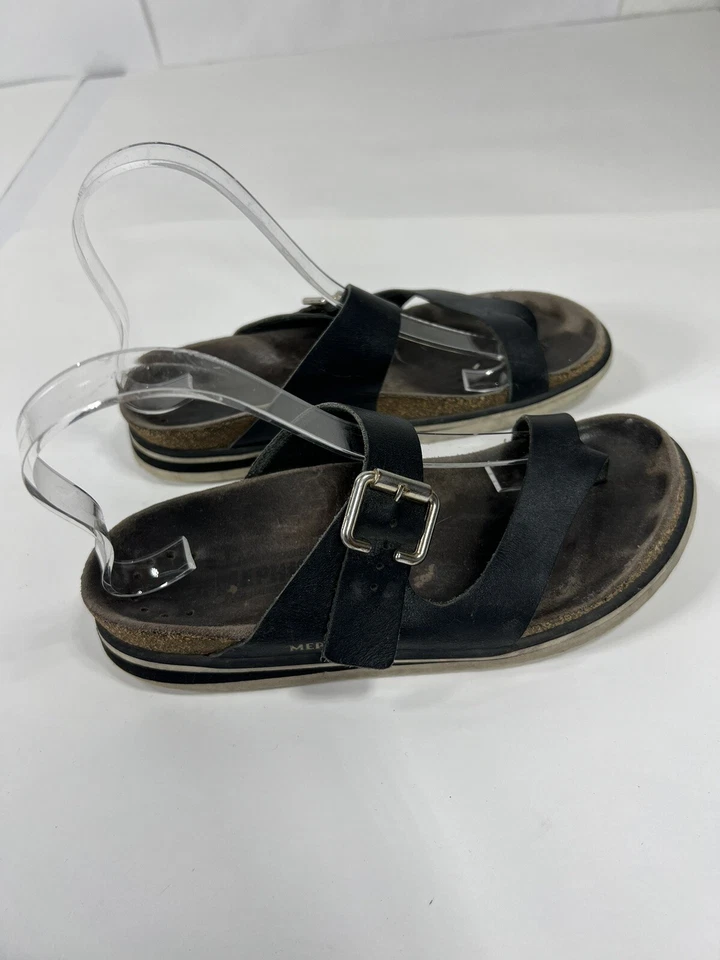 Sandalias Mephisto Helen para mujer talla 7 negras cómodas tanga plantilla zapatos hebilla Foto 2 de 4