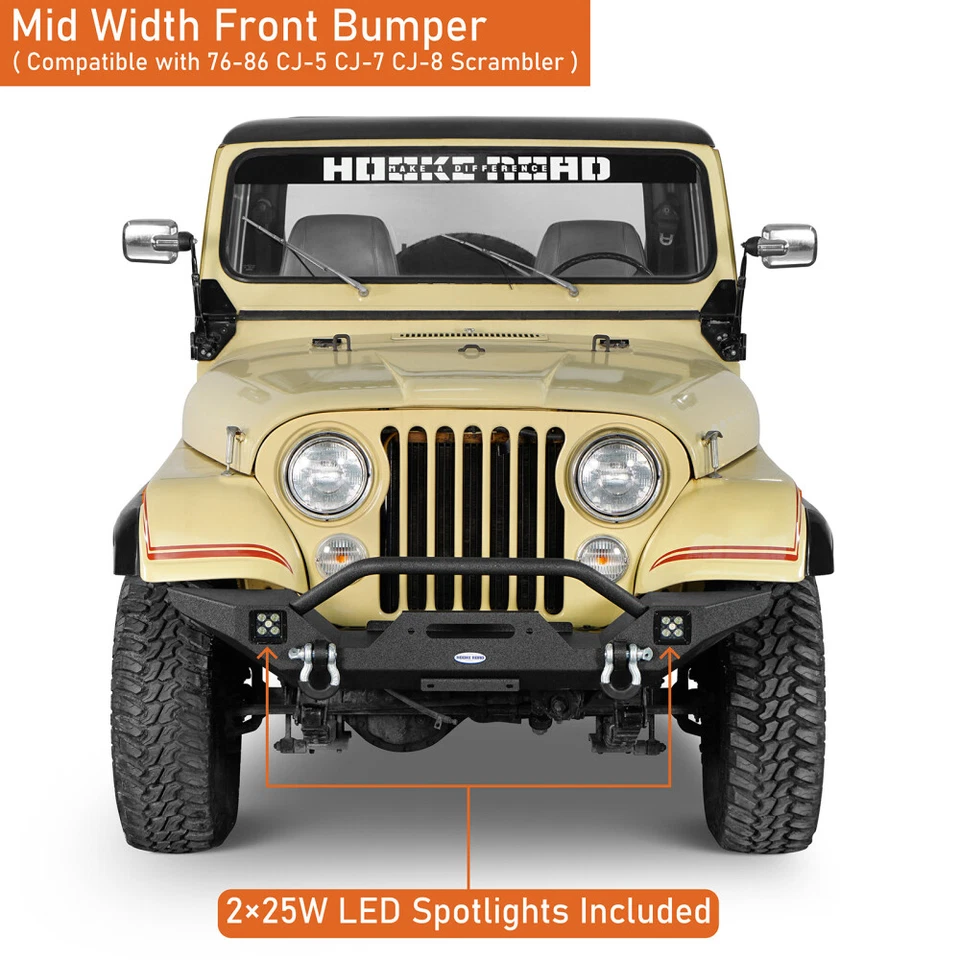Fit Jeep CJ-5 CJ-7 CJ-8 Scrambler 76-86 Steel Front Bumper OR Rear Bumper Bar - Image 4 of 4