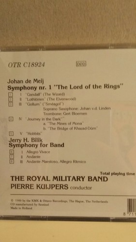 THE LORD OF THE RINGS Dutch Royal Military Band CD 1989 KMK Holland imp. MINT - Imagen 3 de 5