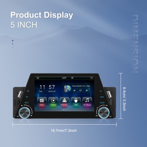 Single 1Din TouchScreen Car Stereo Radio MP5 Bluetooth For Apple/Android CarPlay - Picture 10 of 22