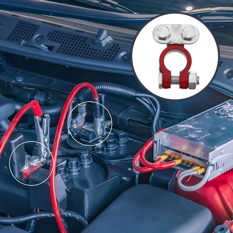 LOTE Universal de Conector de Terminal de Bateria Positivo Negativo Pesado - Imagem 2 de 4