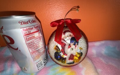 Waterford FTD Holiday Blown Glass Double-Sided Christmas Ornament Santa Globe 