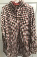 NEW Noble Outfitters Mens Sz L Long Sleeve Shirt Navy Red Rust plaid (C2)